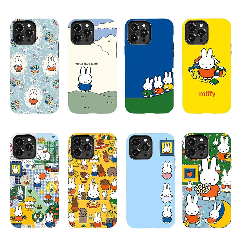 Cute Miffy Smartphone Casing, Kawaii Aesthetic Handheld Cellphone Case for iPhone 11-17 Pro Max/Plus, Samsung Galaxy S23-25 Devices