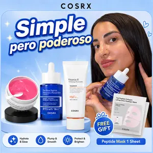 [GWP] [COSRX Official] Simple pero PODEROSO l Blue Copper Peptide Serum 1EA + Peptide Collagen Eye Patch 1EA + OTC Approved VItamin E Sunscreen 1EA + GWP Peptide Hydrogel Mask 1 Sheet l Korean skincare set l K-beauty l Glazed skin