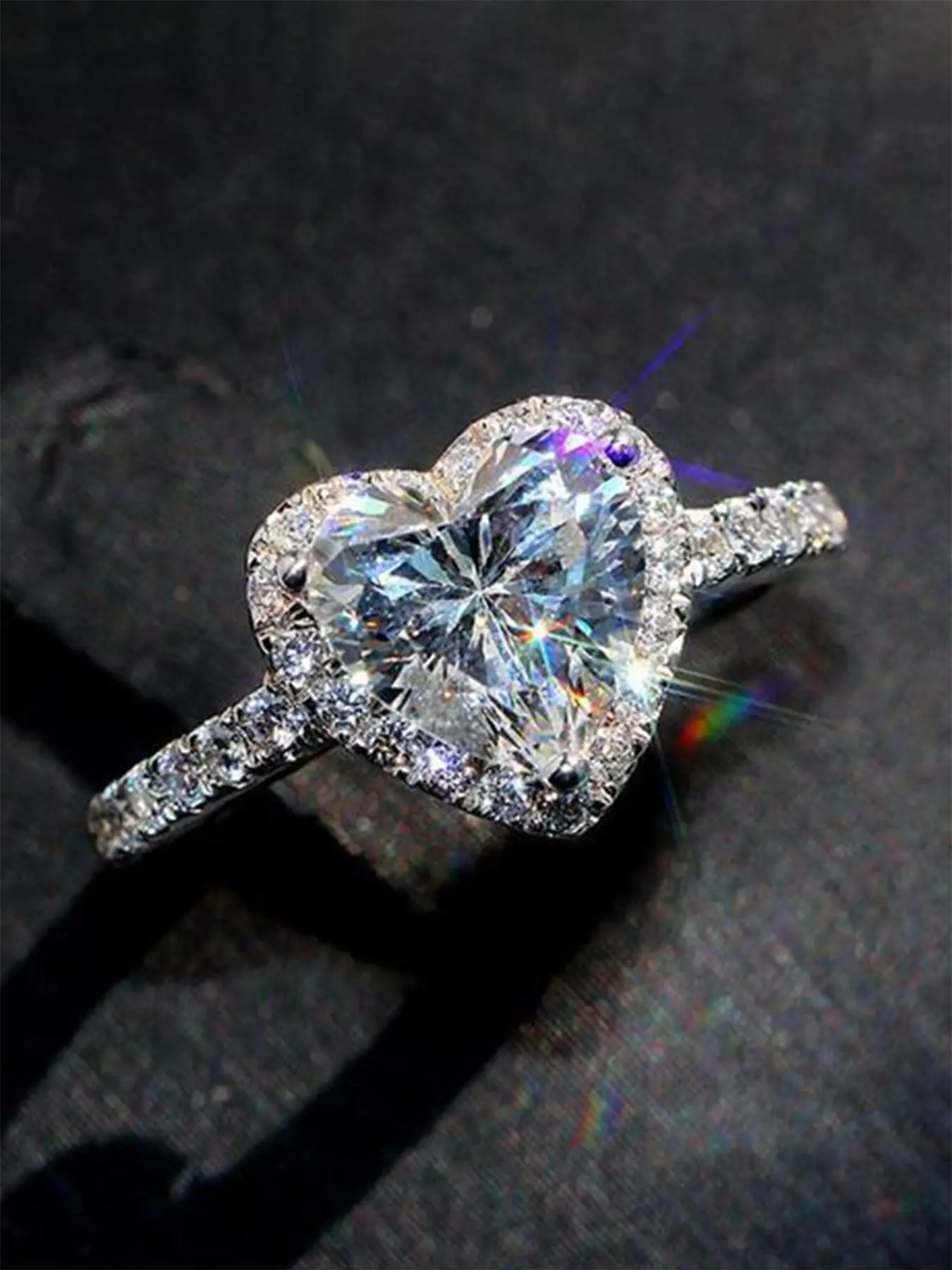Romantic Heart Shaped Rhinestone Decorated Ring, Fashion Accessories for Wedding Party, Daily Clothing Decor, Trendy All-match & Exquisite Dainty Jewelry for Birthday Gift