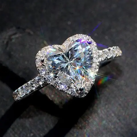 Romantic Heart Shaped Rhinestone Decorated Ring, Fashion Accessories for Wedding Party, Daily Clothing Decor, Trendy All-match & Exquisite Dainty Jewelry for Birthday Gift, Elegant Rhinestone Ring