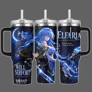 Wistoria Wand and Sword Will Serfort Elfaria Anime Tumbler Cup, Blue Moon Magic Full Wrap Stainless Steel Insulated Tumbler 20oz/40oz With Straw Lid Included, 40oz Handle Option