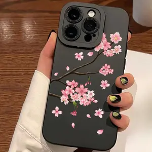 Cherry Blossom Pattern Phone Case, Decorative Phone Protector Cover, Phone Compatible with iPhone 15 14 13 12 11 Galaxy A15 A25 A35 Durable Protection Astronaut Transparent