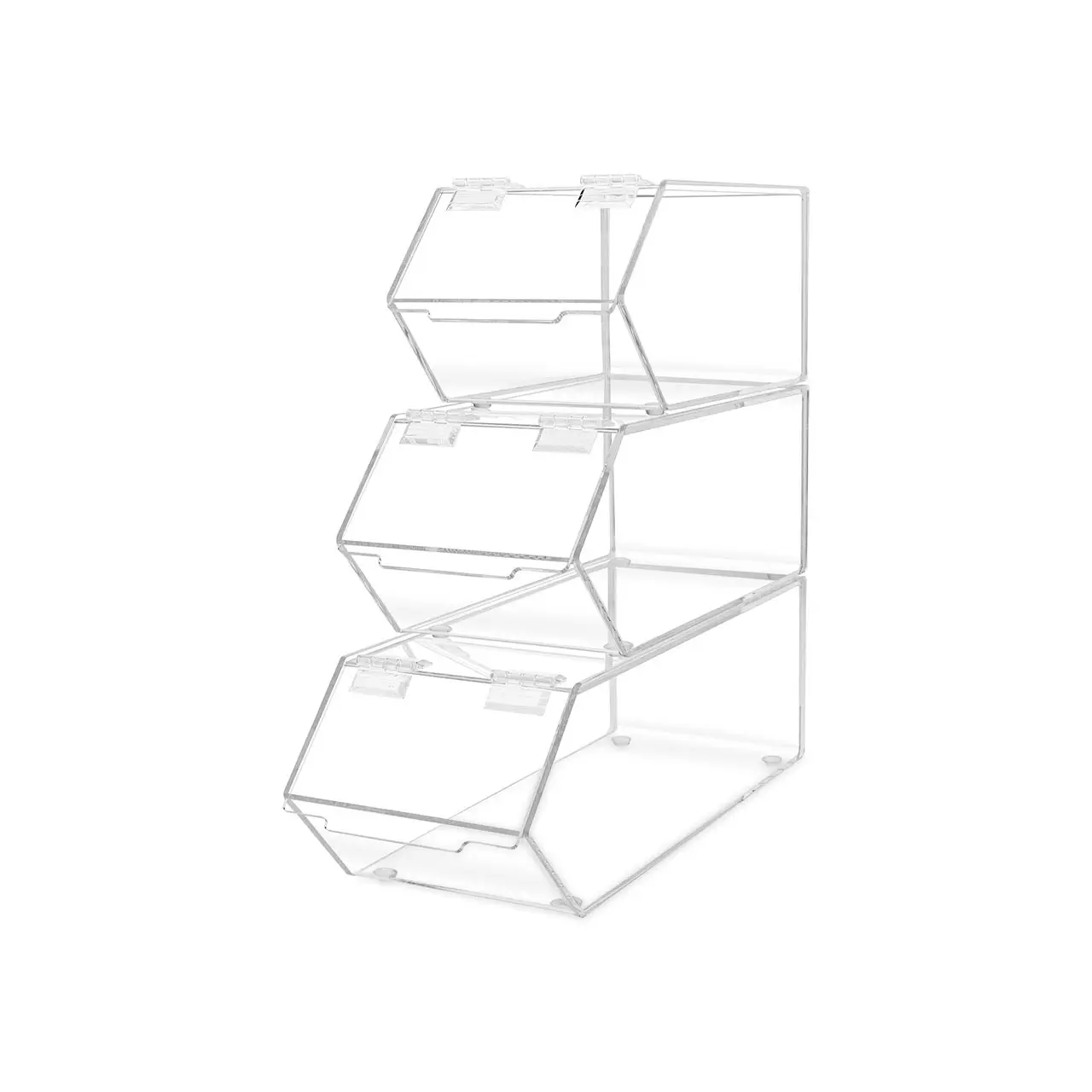 Candy and Food Storage Bin with Hinged Lid for Ice Cream Toppings Candies Nuts Granola Cereal and Wrapped Snacks Stackable Clear Acrylic by 321 Plastics