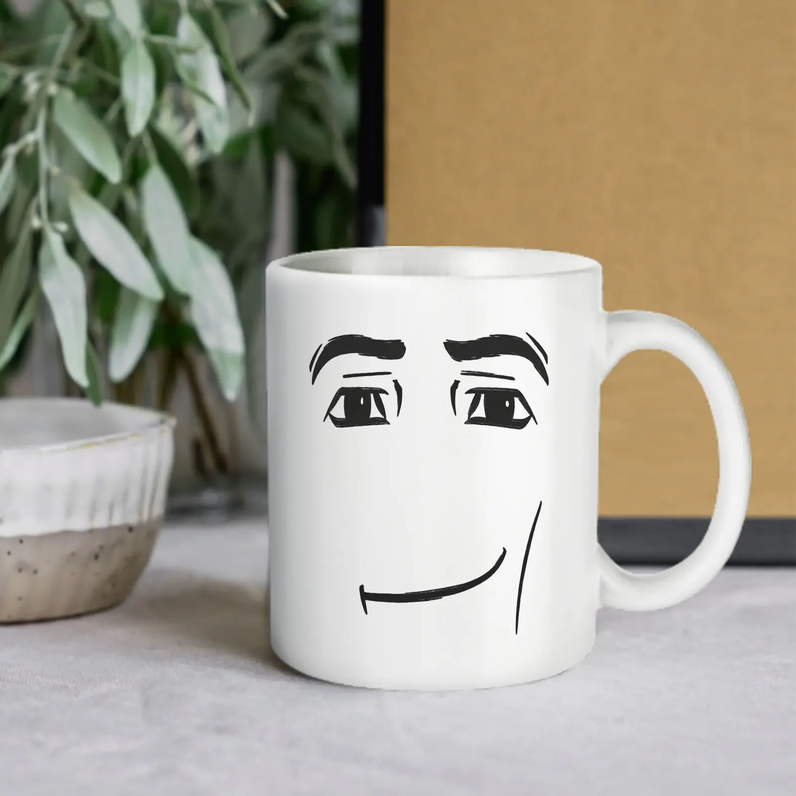 Roblox Man Face Mug 11oz, Double Sided, White Ceramic Mug, Roblox funny, Coffee Mug, Gamer Cup, Meme Mug,