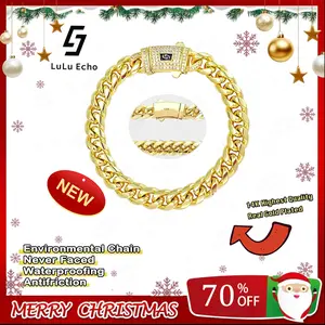 LuLu Echo 14K Gold Plated Luxury Bracelet Waterproof Fade-Resistant Non-Allergenic 6mm 8mm 10mm 12mm 14mm Sizes for Casual Business Leisure