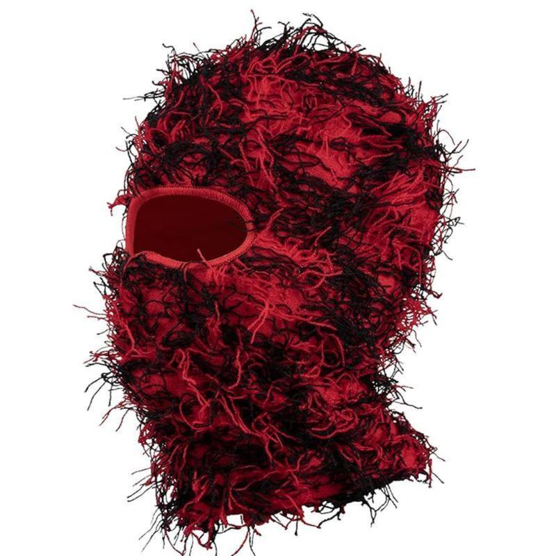 Distressed Ski Mask Balaclava, Yeat Shiesty Fluffy Knitted Full Face Mask for Men/Women