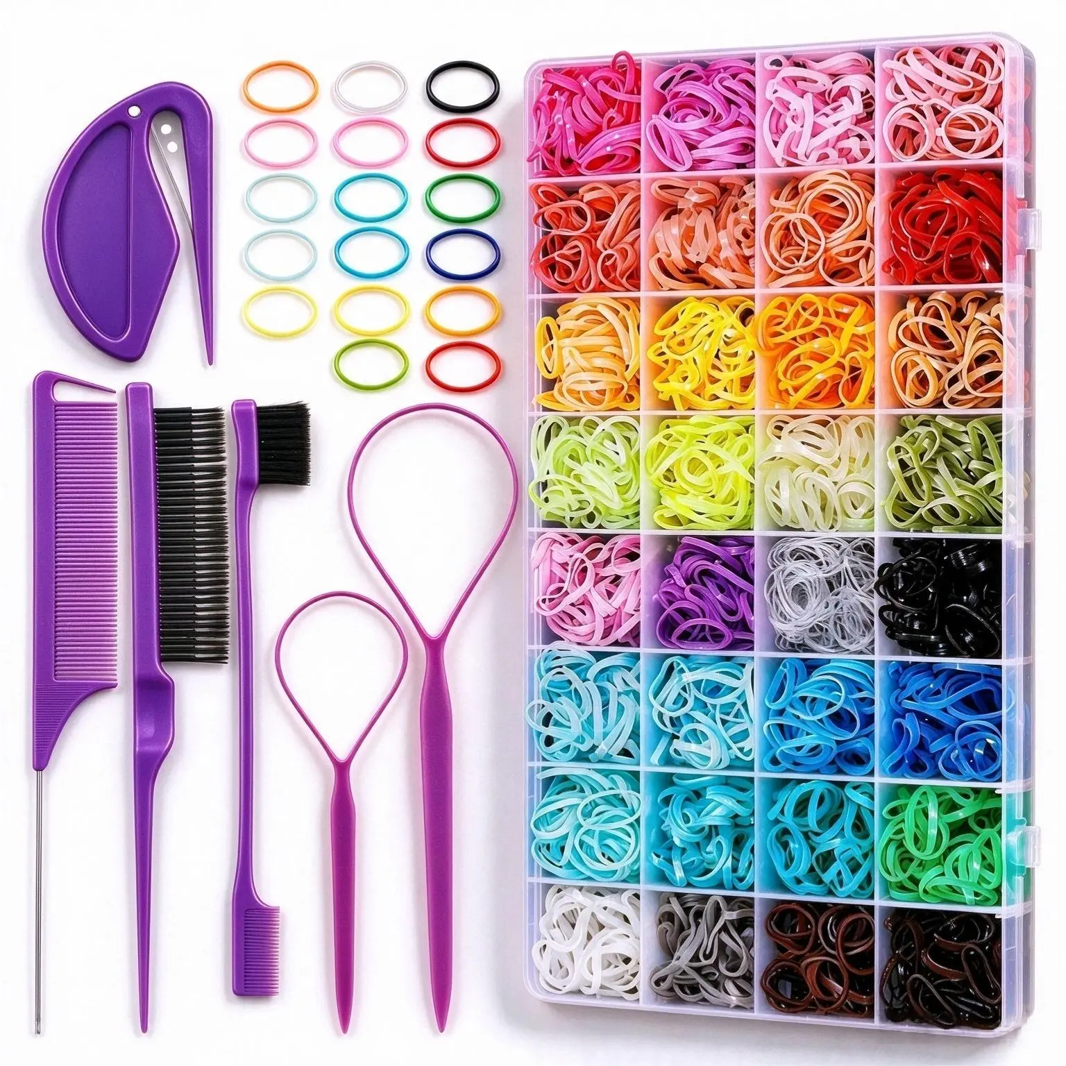 Hair Styling Accessory Kit, Hair Ties, Tail Combs, Edge Brushes & Styling Tools Set, Heatless Styling Tool, No-Heat Hair Styling Accessories for Girls & Women #GLOBAL PICKS