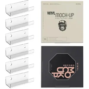 8 Pack Vinyl Record Storage Shelf,4 inch Clear Acrylic Vinyl Record Holder Wall Mount,Small Versatile Floating Shelves Display for Albums