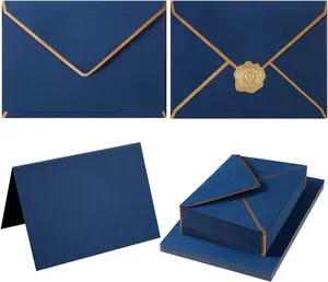 50 Pack Navy Blue A4 Envelopes with  Stickers,  4x6 Envelopes for Wedding, Office and  Shower Invitations