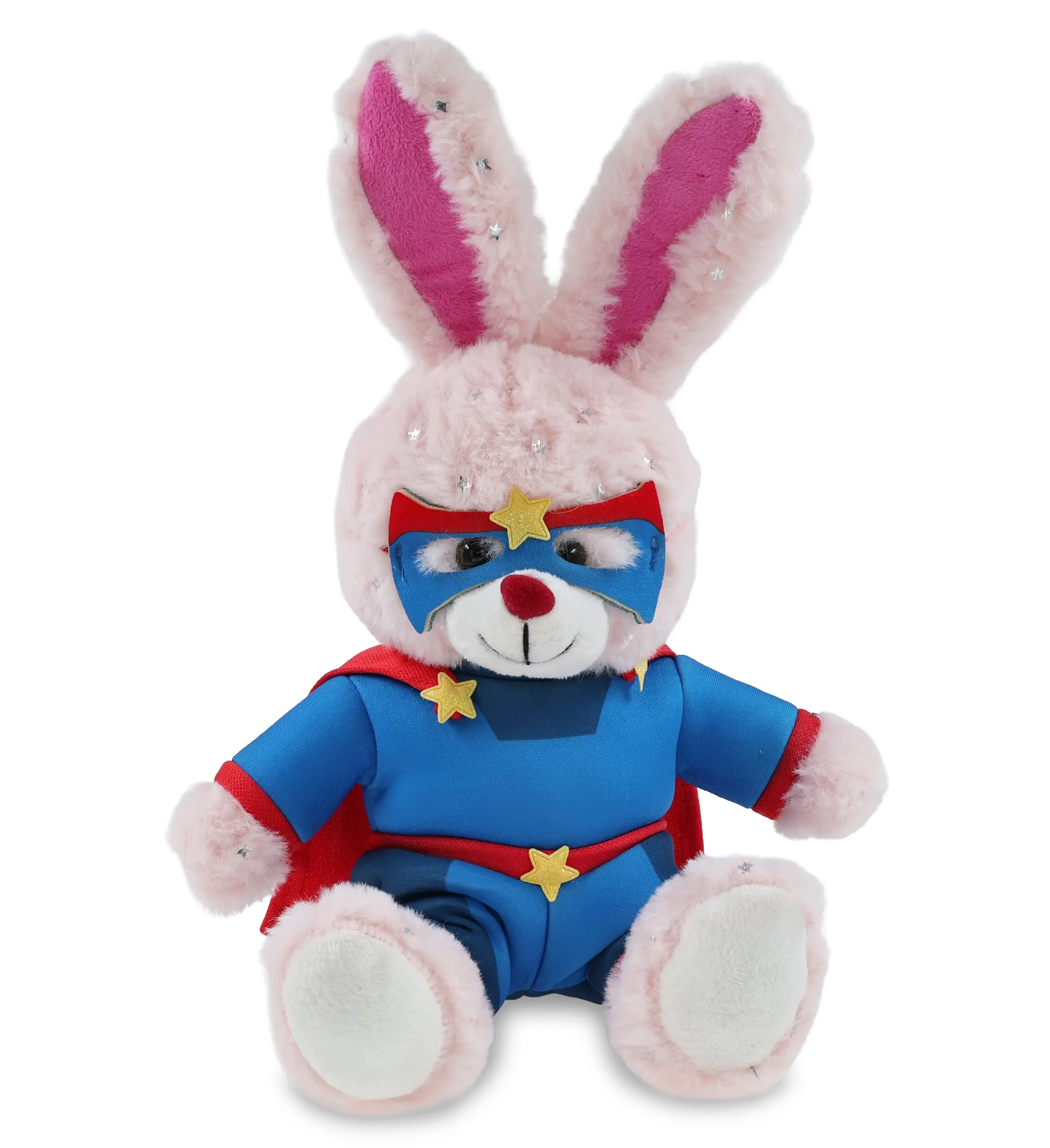 SPARKLING PLUSH - ROSE GOLD BUNNY With SUPER HERO Dress Up