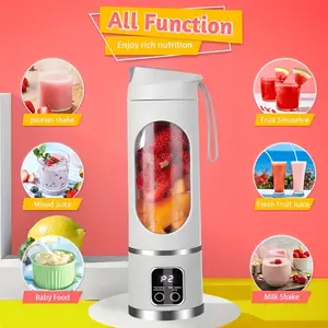 1200mah Portable Juicer with LED Display USB Rechargeable Handheld Juice Blender Party Gifts 22000 RPM Self-Cleaning BPA-Free for Smoothies and Juices with Ice Crush Function Cup Juicer Blender for Smoothies Maker Perfect Party Favor & Holiday Present