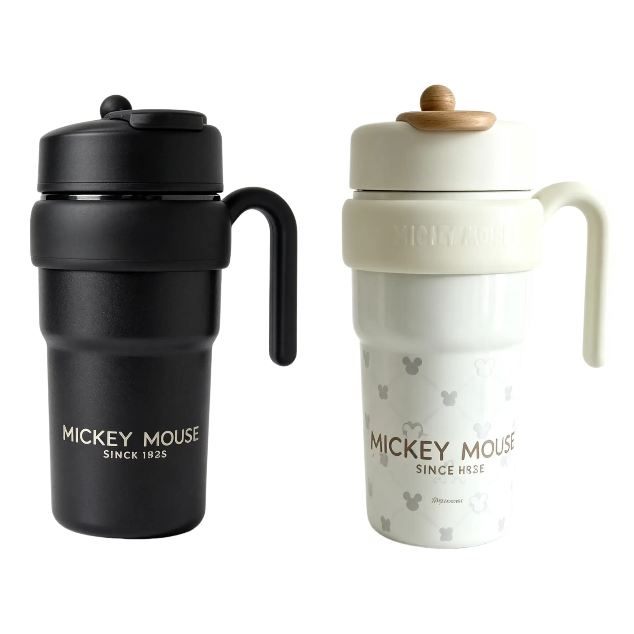 Disney Mickey Mouse Black‑White 23.7 fl oz Water Cup Stainless Steel Insulated Tumbler Leak‑Proof Portable Travel Drinking Mug