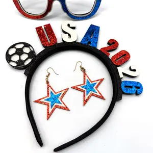 3-Piece Set for Team USA Fans – Headband, Glasses & Earrings for Soccer Game Day Cheer