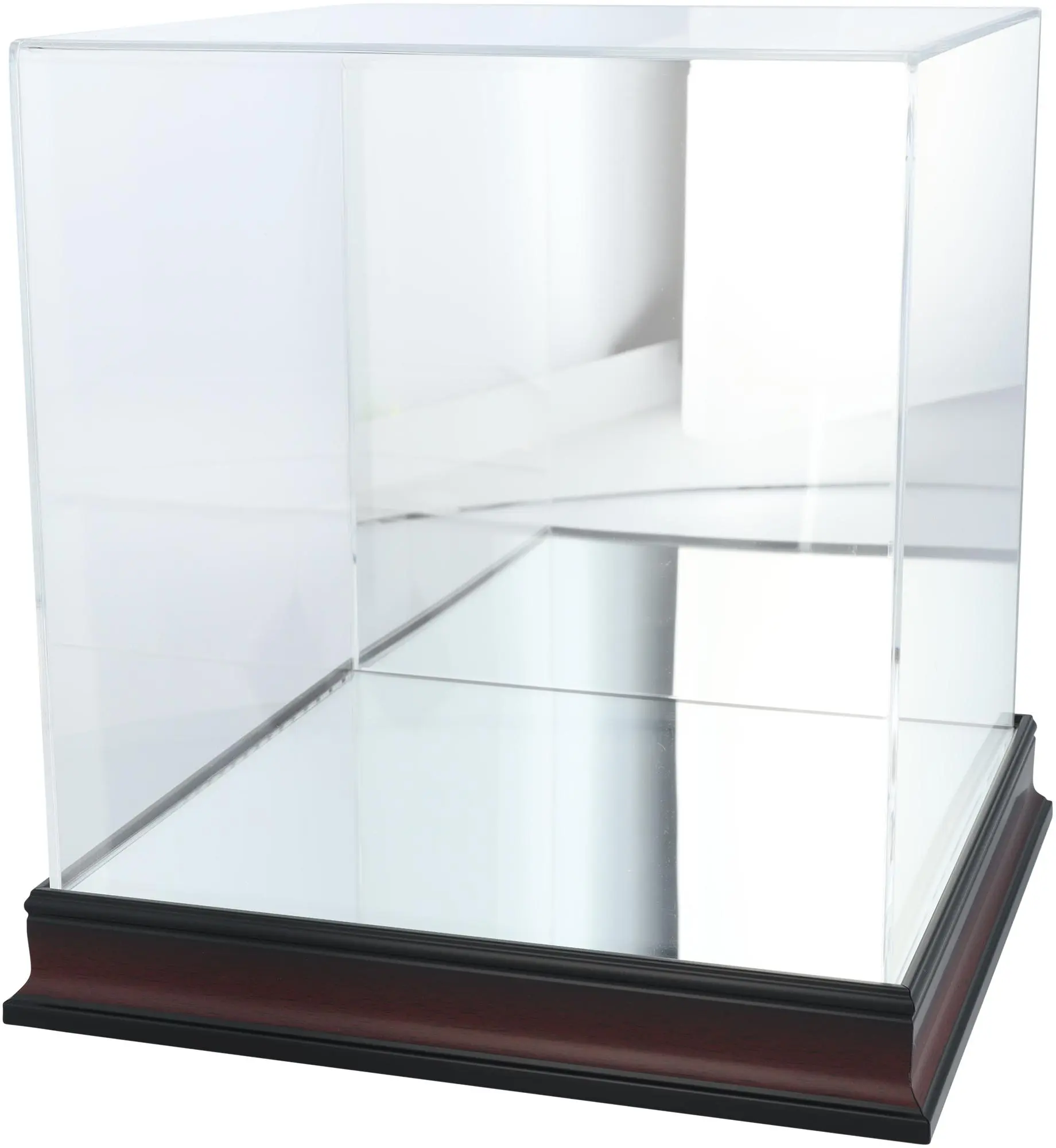 Acrylic Basketball Display Case with Antique Mahogany Finish and Mirror Back - 97% UV Protection