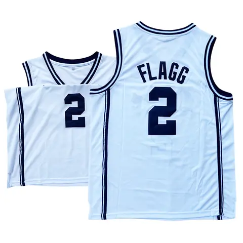 Men's #2 Flagg University Cotton Basketball Jersey - Embroidered V-Neck Sleeveless, Breathable Mesh Fabric, Tight/Loose Fit, US S-XL, Professional Sports Clothing