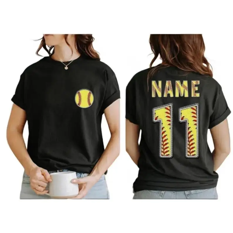 Softball Tshirt With Custom Number And Name, Sports Shirt, Softball Mom Tee, Personalized Softball Gifts, Softball Team Shirt