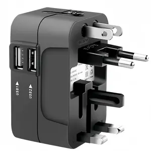 Universal Travel Plug Adapter, Worldwide Travel Wall Charger with 2 USB Ports, Multifunctional Phone Charging Converter for Home, Office & Travel