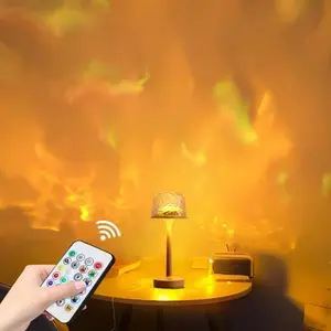 High Foot RGB Wave Projector Lamp, USB Rechargeable LED Ocean Wave Atmosphere Light, Remote Control for Bedroom & Party Decor