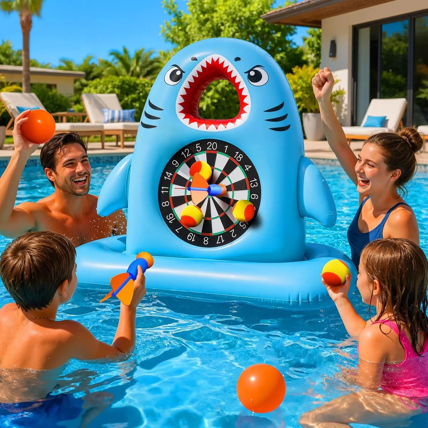 Inflatable Dart Board Pool Game - Floating Toss Toy for Kids & Teens | Includes 8 dart balls, For ages 4-12,Perfect for summer pool parties, beach, backyard & birthday gifts, Safe water activity