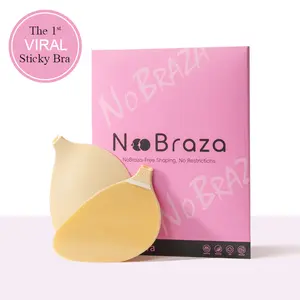 NoBraza Push up Sticky Bra Skin-Friendly Lightweight Waterproof & Sweat-proof Washable Reusable Silicone Adhesive Lift Bra for Strapless Dresses Wedding Party Wear