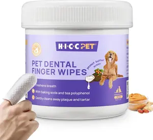 HICC PET Teeth Cleaning Wipes for Dogs & Cats No-Rinse Dog Finger Toothbrush