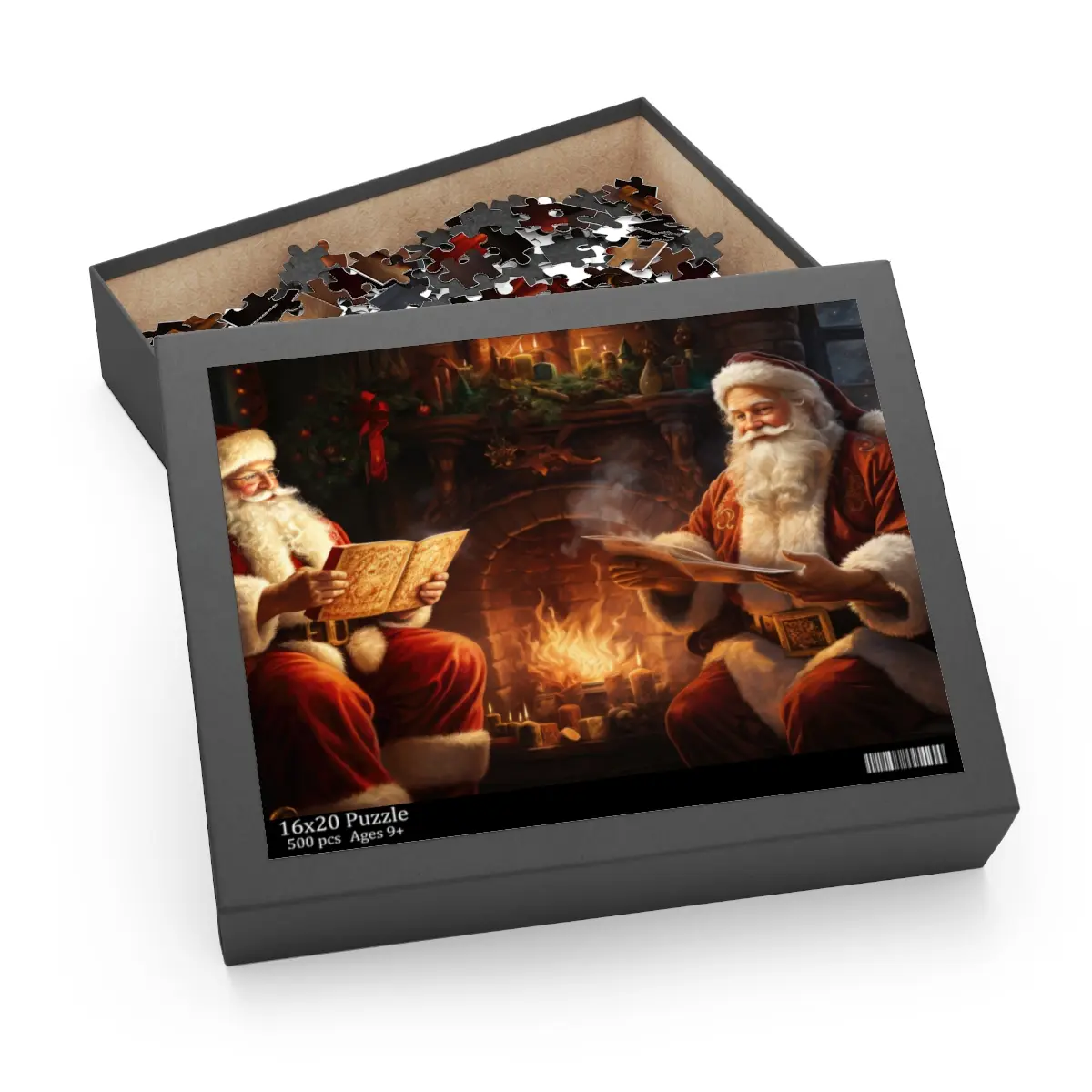 Christmas Santa by the Fireplace Puzzle (120, 252, 500-Piece) Family Fun, Christmas Games