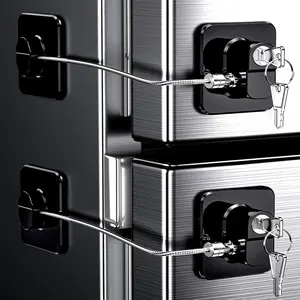 4 Pack Refrigerator Locks with Keys for Kids, Toddlers and Adults, Self-Adhesive Child & Baby Proofing Fridge Latch for Double Door, French Door, Cabinets and Drawers, Oven and Windows