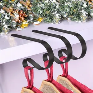 Christmas Stocking Hook Rack, Adjustable Hooks, Adjustable Non-Slip Matte Metal Stand, Fireplace Stairs Counter Decoration, Holiday Gift