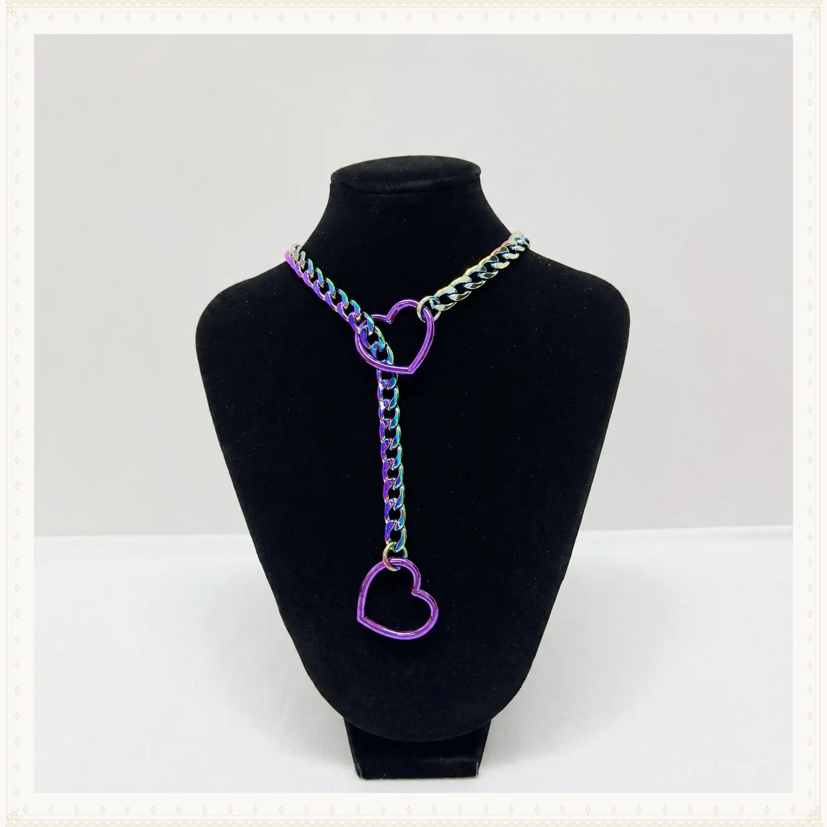 ThatDripTho Purple Hearts Slip Chain Necklace, Violet Heart Choker Necklace, Adjustable Cuba Long Chain for Couples, Gf, Bf, Fashion Jewelry for Alternative Women & Men, Goth Girl Chain Collar Necklace, Alterfashion Necklace with Pull Chain