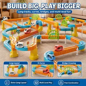 Anti-Gravity Magnetic Building Block Train Toy, Creative Track Assembly Montessori Toy, Magic Transforming Children Boys Educational Stem Magnetic Blocks Puzzle Toy, Building Block Sets