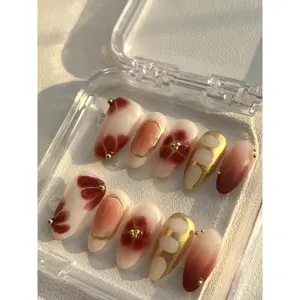 BHI Handmade  Almond Press-On Nails  3D Acrylic– Reusable, Durable & Natural Finish |   Elegant Salon-Quality Design for a Perfect Manicureg