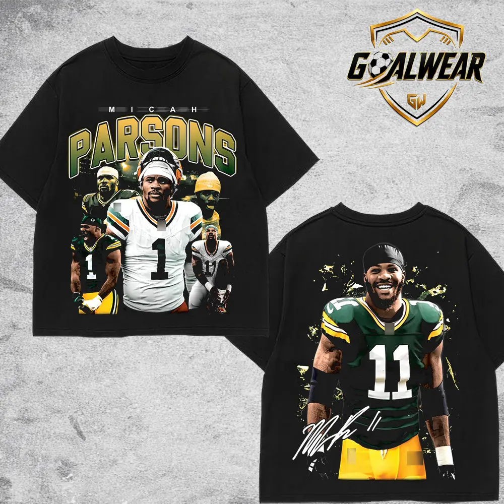 Goalwear -  Micah Parsons #11 Double-Sided Graphic T-Shirt, Elite Defensive Football Player Tee, Vintage Sports Streetwear Shirt, Game Day Gift for Fans