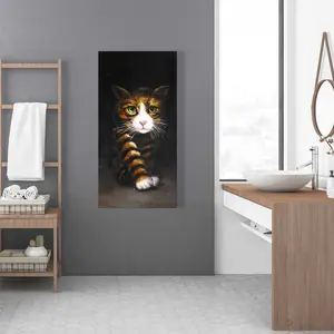 212 MAIN Discreet Cat Wall Art Print - 24x48 in. Decorative Artwork, Modern Minimalist Animal Poster, Stylish Living Room Decoration, Pet Lover Gift