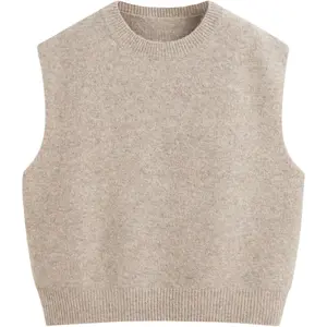Women's Knit Sweater Vest Loose Fit Sleeveless Round Neck Oversized Pullover Sweater
