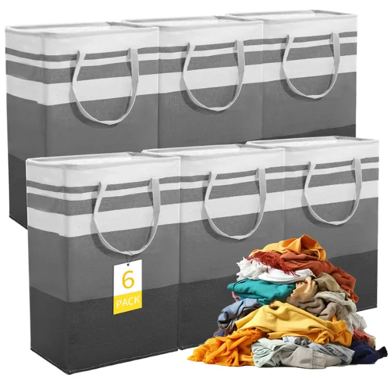 High-Capacity 6-Piece Freestanding Laundry Hamper Set, 75L Collapsible Portable Tall Clothes Organizer with Easy-Carry Handles, Water-Resistant Basket for Bedroom, Gradient Look to Enhance Storage Options for Moving Clothes