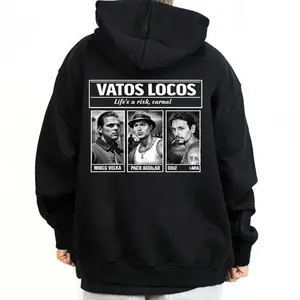 Vatos Locos Forever - Unisex Hoodie Sweatshirt T Shirt, Chicanos Clothing, Chicano Streetwear, Cholo Fashion, Outdoor Chicana Gifts Clothes, Mexican Menswear Oversized Loose  Cotton