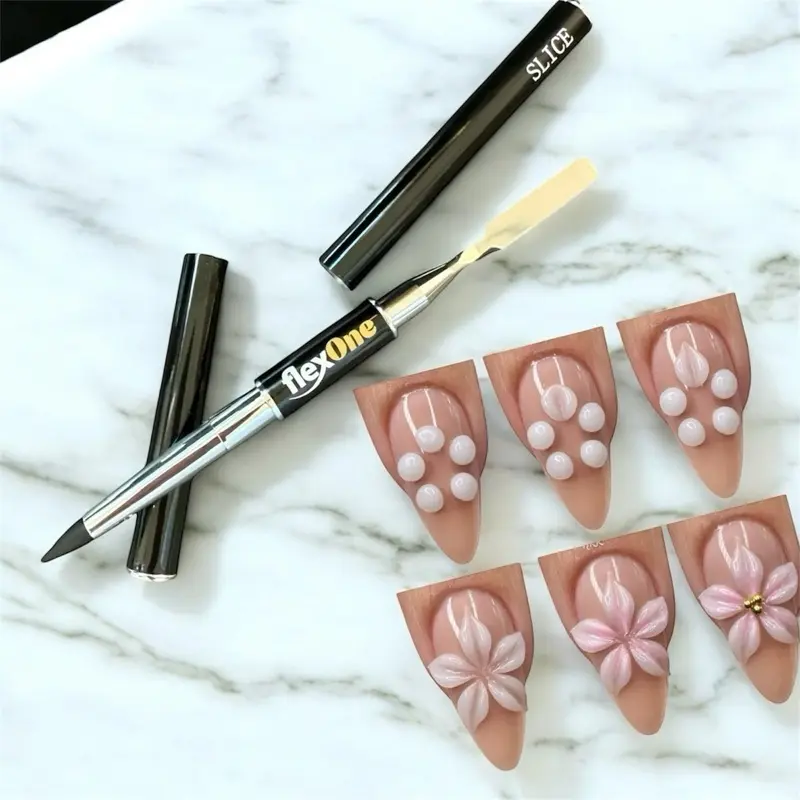 Silicone Double Head Brush for gel flower carving 1 piece nail art tool for molding gel sculpture gel