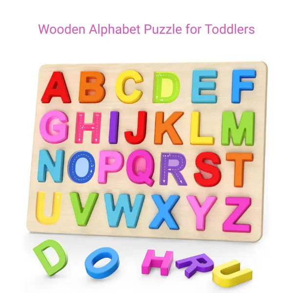 Wooden Alphabet Puzzle for Toddlers, ABC Learning Toy, Montessori Preschool Educational Puzzle for Kids Summer Gift