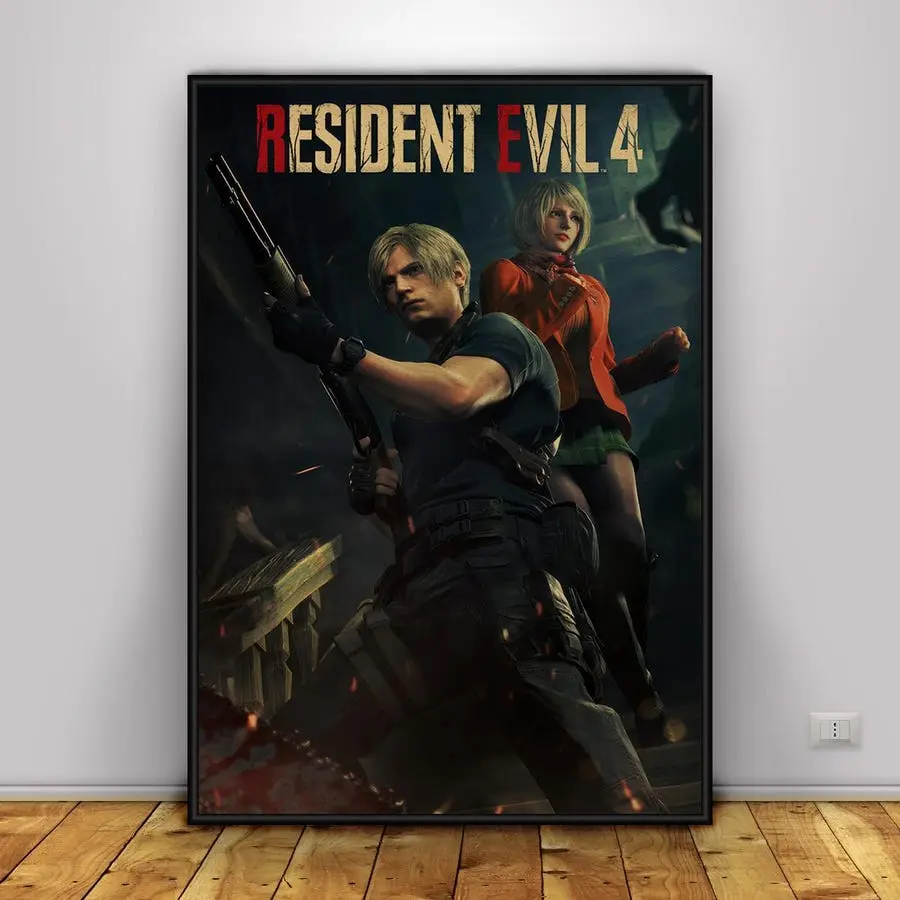 Resident Evil 4 Poster | Leon Scott Kennedy Wall Art | Home Decor | Kraft Paper Print | Gift Poster | Game Poster