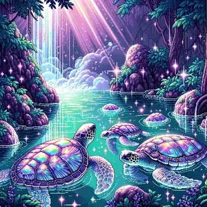 5D DIY Diamond Arts Colorful Painting Kit, Turtle Pattern Diamond Arts Colorful Painting without Frame, Handmade Craft Wall Art Decoration