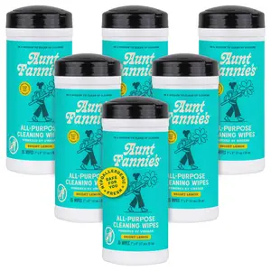 Aunt Fannie's Natural Cleaning Vinegar Wipes, Multipurpose Surface Cleaner, Bright Lemon Scent, 35 Count (Pack of 6)