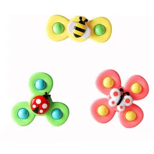 3PCS Suction Cup Spinner Toys for 1-3 Year Old Toddlers Montessori Sensory Spinning Bath & Travel Toys for Babies 12-36 Months Baby Airplane & High Chair Activity Toy Birthday Gift for Boys & Girls