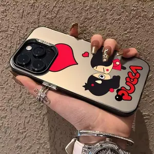 Fashion Cute Cartoon Pucca Phone Case Color electrosilvering For iphone 17 16 11 14 15 12 Pro 11 Plus 13 Pro MAX Samsung Galaxy S25 S24 S23 A56 A55 A54 Drop case