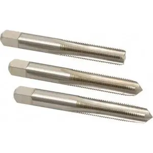 Cleveland 3-Pc High-Speed Steel Twist Drill Tap Set - 3/8-24 UNF, 4-Flute, Right-Hand, Bottoming Plug & Taper, Bright Finish, 2.938" OAL, C54600