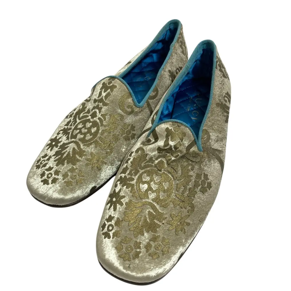 Pre-owned GUCCI Velvet Small Leather Goods Loafers