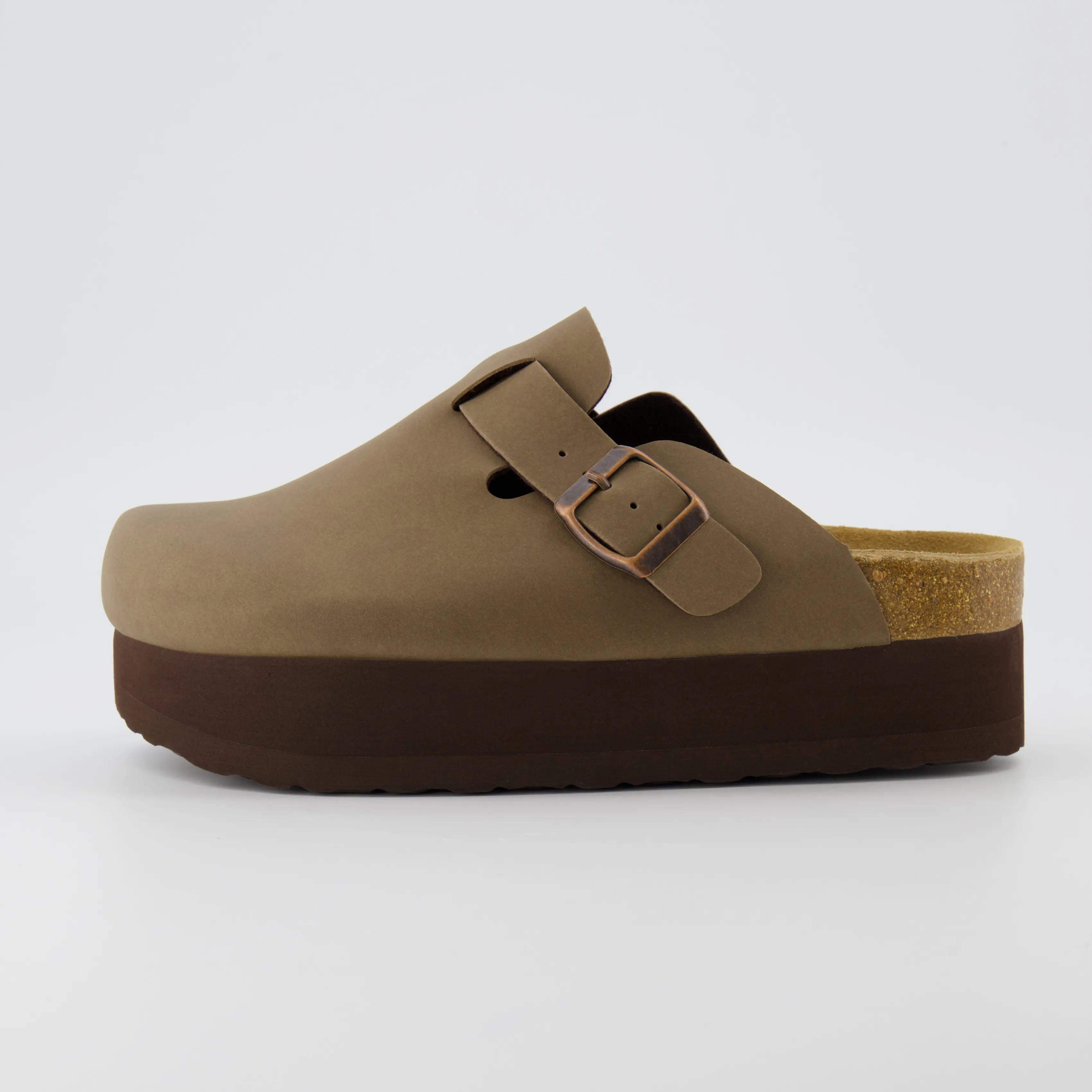 Cushionaire Loom Platform Clogs For Women | Stylish Vegan Suede Closed Toe Clogs With Adjustable Buckle | Classic Platform Mule Design For Everyday Indoor Outdoor Wear