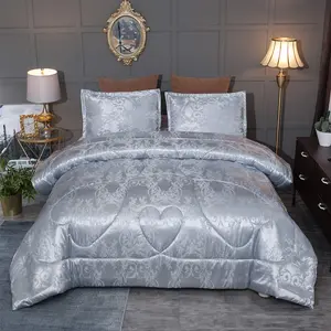 Comforter Sets All Season Silver Bedding Lightweight Comforter for Queen Bed Silk Quilt Microfiber Comforter Set Blanket Matching 2 Pillow Shams (Full/Queen, 88x88 inches)