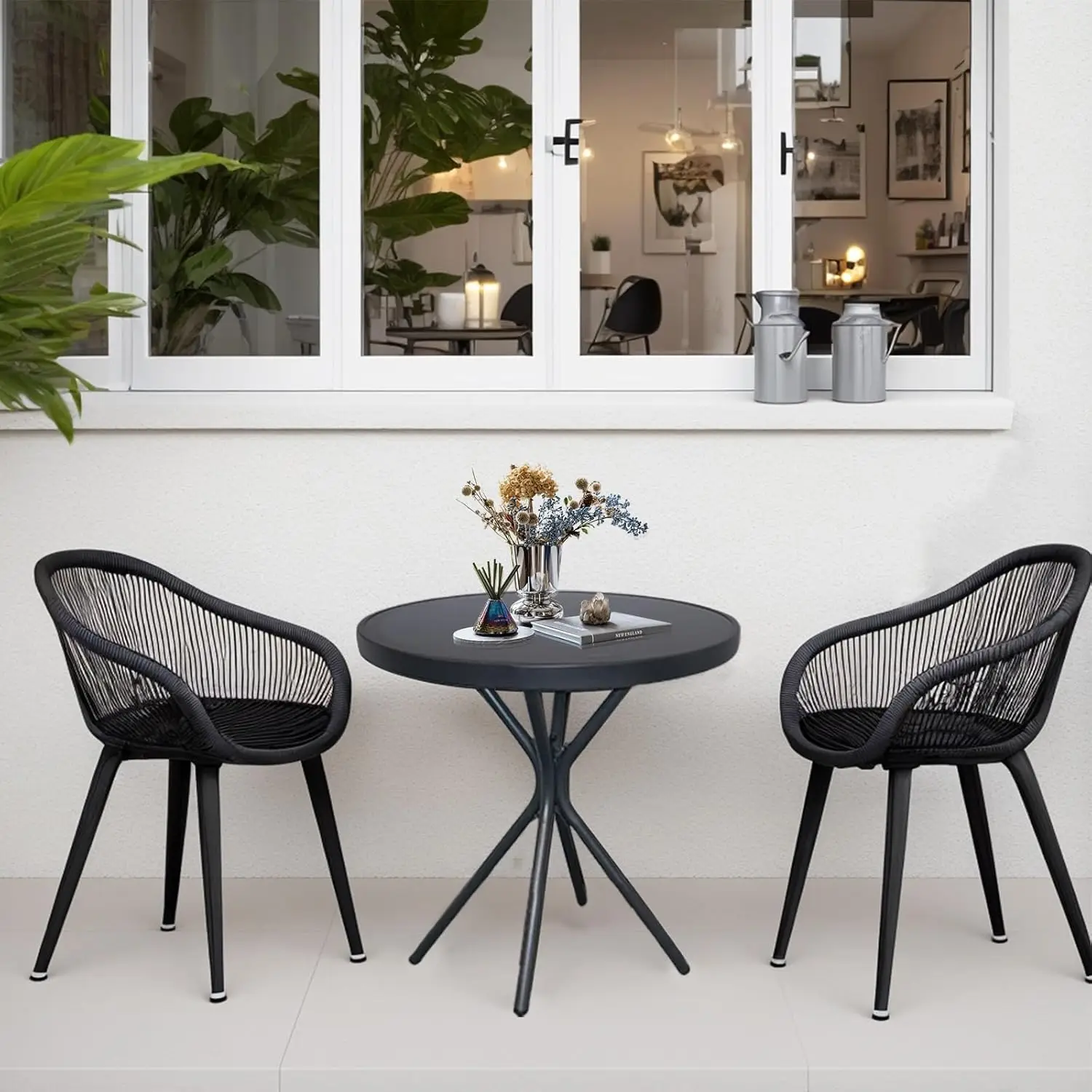 EortheX 23" Round Bistro Side Table for Patio or Home Use