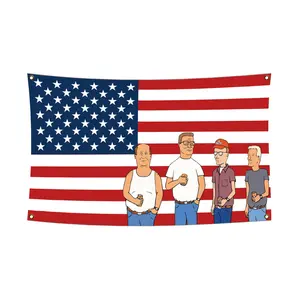 King Of The Hill Pattern Tapestry, 1 Count American Flag Tapestry, Tapestry Wall Hanging, Patriotic Cartoon Tapestry for Man Cave, Garage, Dorm Room, Decor