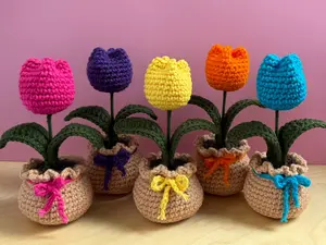 Crochet tulip in a pot